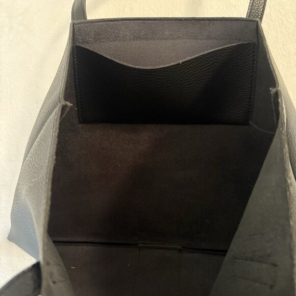 Vince Camuto Colorblock Black & Gray Pebbled Leather Tote Laptop Bag Purse - Picture 4 of 7